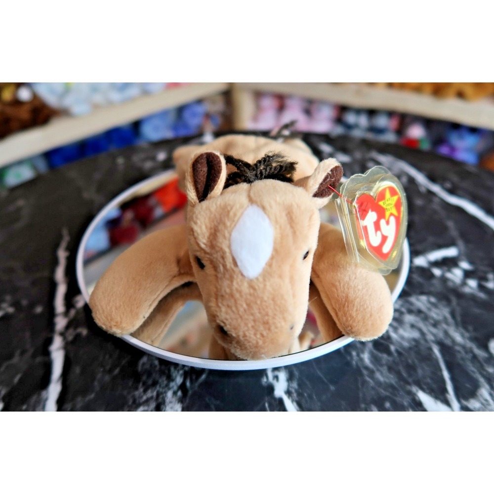 TY Beanie Baby - Derby the Horse White Star Yarn Mane | MWMT | Vintage‎ | Rare
